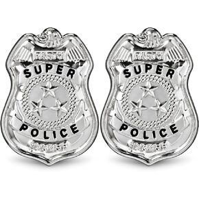 2pcs Metal Police Badge, Halloween Cop Cosplay Badge Brooch Party Costume Accessory Prop Decoration Silver in Kuwait