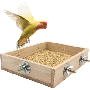 Bird Feeding Cups, Natural Wooden Parrot Perch Stand, Birds Food Dish, Parakeets Feeder Bowl, Cage Accessories for Small Animals Rat Hamster Guinea Pig Chinchillas Budgies Cockatiels Love Birds in Kuwait