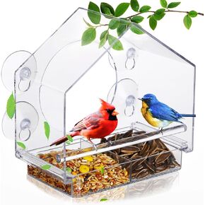 Window Bird Feeders with Strong Suction Cups - Clear Window Bird Feeders for Outside - Wild Bird Watching, Easy to Clean, Outdoor Birdhouse - Perfect for Garden,Yard,Elderly Viewing in Kuwait