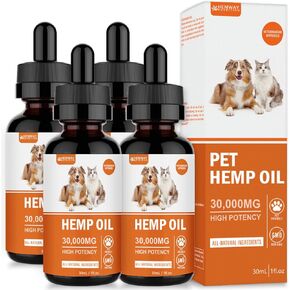(2-Pack) Organic Hemp Oil for Dogs and Cats - Pet Hеmp Drops for Anxiety Relief, Stress,Pain, Calming, Sleep, Arthritis - Treats Chews - Support Hip and Joint Health - Rich in Omega 3-6-9 in Kuwait