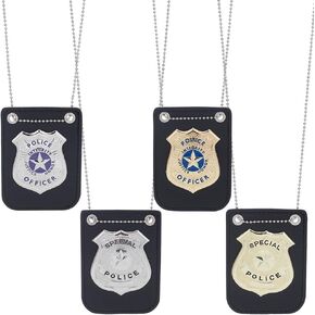 ORIGACH 4 Pcs Police Role Play Accessories, Metal Badges with Chains in Kuwait