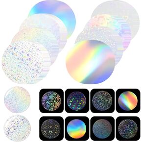 200pcs Badge Protective Film Circular Holographic Glitter Films for Button in Kuwait