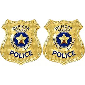 Police Badge, Golden Metal Cop Officer Shield Featuring Kindness Courage Believe Inscription, Cosplay Costume Accessory for Halloween Party Decoration in Kuwait