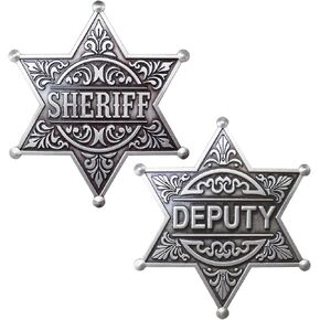 Sheriff Deputy Badge 2 Pack Metal Police Vest Badge for Women Men, Old Western Cowboy Cop Star Pin Gifts Cowboy Party Decoration in Kuwait