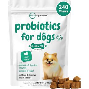 Micro Ingredients Probiotics for Dogs, 240 Soft Chews | Daily Digestive Health Probiotic Chews for Dogs with Prebiotics & Enzymes | Supports Gut Flora & Immune Function* | Non-GMO, Duck Flavor in Kuwait