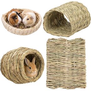 4 Pack Guinea Pig Grass Tunnel and Hideout Set Small Animal Accessories in Kuwait