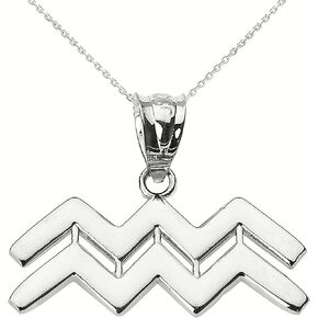 10K White Gold Zodiac Astrological Sign Charm Personalized Pendant Necklace - Choice of Symbol & Chain Length in Kuwait