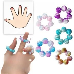 3pcs Sensory Spike Ball Rings - Designed to and Stress, Adjustable Rings with Multi-Color Gradient. Suitable for Adults, Finger Massager. Different Textured Spike Beads for Stress in Kuwait