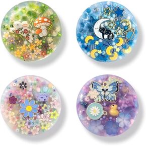 LOOMI 4 Pack Picky Pad - Artistic Oil Painting Inspired Skin Picking Fidget Toys for Adults - Aesthetic Sensory Picking Pad Set with Metallic Charms for Stress Management and Focus - 4 Unique Designs in Saudi Arabia