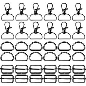 Hysagtek 60 Pcs Purse Hardware for Bag Making - Swivel Snap Hooks, D Ring, Slide Buckle, Bag Hardware Supplies for Handbag Fasteners, Strap, Backpack DIY Craft Accessories, 1 Inch, Silver in Kuwait