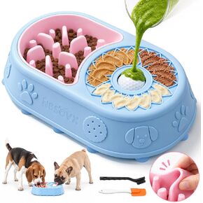 Dog Lick Bowl with Interactive Rolling Ball, Silicone Slow Feeder Bowl and Lick Mat for Liquid and Thick-Textured Treats, 5/6-Cup Non-Slip Licking Toy for Large, Medium and Small Dogs and Cats in Kuwait