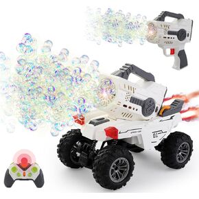 RC Bubble Car with Detachable Blaster, 2.4GHz Remote Control Car and Automatic Bubble Machine Toy, All Terrain Rechargeable Monster Truck with LED Lights, Outdoor Gift for Boys Girls Ages 6-12 in Kuwait