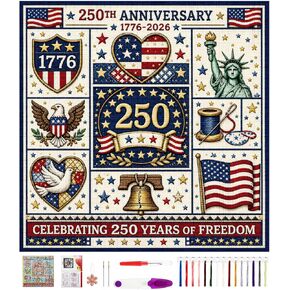 Vintage US Flag Cross Stitch Kit Beginners Embroidery 1776-2026 in Kuwait