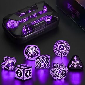 LED DND Dice Set, Light up Dice Rechargeable for RPG DM Gifts, Purple in Saudi Arabia