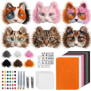 37 Pcs Therian Mask Kit White Cat Masks DIY to Paint Furry Animal Mask Therian Gear Therian Stuff for Halloween Masquerade Cosplay Party (C) in Kuwait