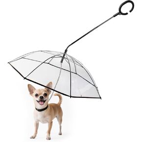 Clear Small Dog Umbrella, Adjustable Shaft Angle Doggy Rain Umbrella, Keeps Pet Dry for Rainy Walks/Potty Trips, 29" Width Self-Assembly Pet Umbrella for Small Breeds. in Saudi Arabia