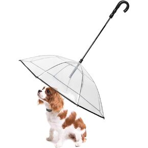 LESYPET Dog Umbrella Clear Puppy Umbrella with Chain Leash Waterproof Small Dog Raincoat for Rain Day Walking, 29'' Width in Kuwait