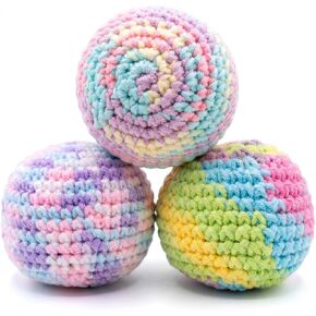 3PCS Handmade Crochet Footbag,Durable Knitted Sewn Juggling Balls in Kuwait