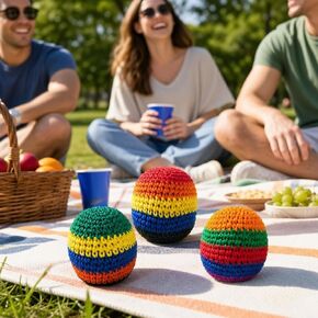 Mini Knitted Footbags, Knitted Sacks for Endless Outdoor Fun and Skill Challenges, Soft Footbag Juggling Balls for Outdoor Play in Kuwait
