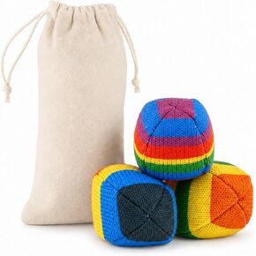 Crochet Footbag 3 Pack, Hand-Crocheted Cotton Yarn Kick Balls for Kids, Teens and Adults, Soft Juggling Balls for Outdoor Games, Coordination Practice and Party Favors in Kuwait