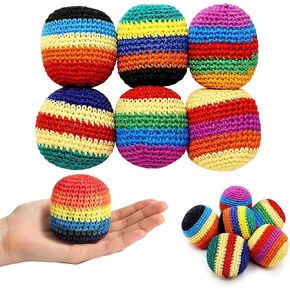 6 Pack Handmade Knitted Footbag Set,2026 Upgraded Colorful Crochet Kick Balls,Juggling Toss Bags, Handmade Footbags for Outdoor Play,Party Games & Coordination Training in Kuwait