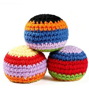 3 Pack Handmade Crochet Hacky Foot Bags, Portable Juggling Balls for Beginners Adults, Handcrafted Footbag Sacks for Coordination Skill Building, Outdoor Backyard Play & Party Game Toys in Kuwait