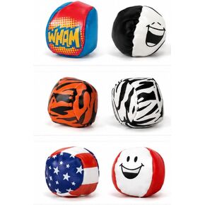 Lot of 6 Design Footbags, Foot Sacks, Hackeys, Hackys, Kick Bags, Designs May Vary. Aliens, Peace Signs, Sports, Super Heros, Funny Faces, Patriotic, Animals, etc. in Kuwait