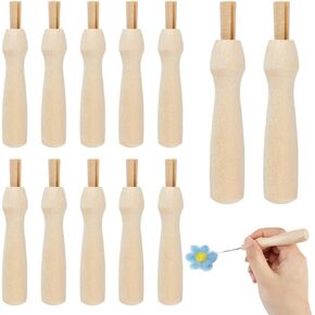 PH PandaHall 12pcs Wool Felting Needle Handle Wooden Punch Felting Handles, Punch Needle Holder Tools for Cross Stitch DIY Crafts Projects Handmade Gifts, 3.2x0.6 inch in Kuwait