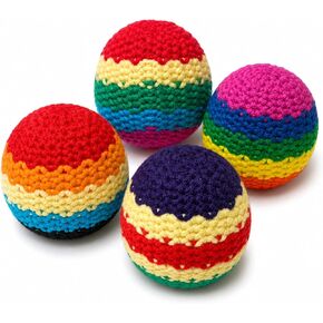 Hacky Foot Bag Sacks Set, Colorful Crochet Footbag for Adults Beginners, Sand Filled Juggling Balls, Portable Handwoven Retro Toss Balls for Outdoor Lawn Games & Stress Relief in Kuwait