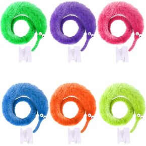 UNIME 12 Pack Magic Worm Toys Wiggly Twisty Fuzzy Worms On String Trick Toys Carnival Party Favors,6 Colors in Kuwait