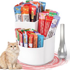 Junkin Lickable Cat Treat Container & Food Organizer, Spoon, White Layered in Kuwait
