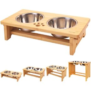 HTB Elevated Dog Bowls,Raised Dog Bowl Stand with 2 Stainless Steel Bowls,Elevated Raised Dog Bowls for Large Medium Small Sized Dogs in Kuwait