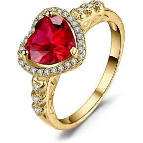 JewelryPalace Heart Of Ocean Heart Created Red Ruby Halo Promise Ring for her, Anniversary 925 Sterling Silver Rings for Women, Forever Love Gemstone Rings, Girls Womens Jewelry Sets in Kuwait