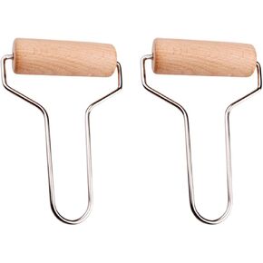 2pcs Wooden Clay Roller with Stainless Steel Handle Embossing in Kuwait
