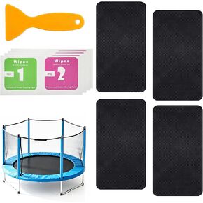 Trampoline Patch Repair Kit, Self-Adhesive Trampoline Repair Kit with 4 Large 7.8 x 4 in Rectangular Patches for Trampoline Mat Holes & Tears, Scraper and Cleaning Wipes in Kuwait