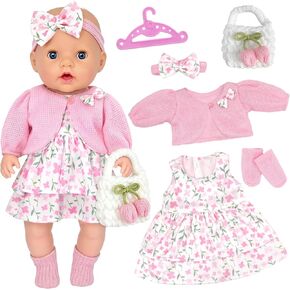 6 Pcs Baby Doll Clothes Set for 14-18 inch Dolls, Pink Sweet Doll Clothing in Kuwait