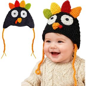 Baby Thanksgiving Turkey Hat Brown Knitted Cap Infant Toddler Costume in Kuwait