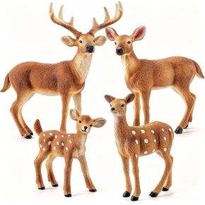 4PCS White Tailed Deer Figurines, Wild Animals Deer Toys for Kids in Saudi Arabia
