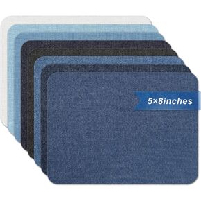 Azobur Iron on Patches for Clothing Repair, 8 Pcs Jean Patches for Inside and Outside, Sew on Iron on Denim Patches for Jeans Kits 5"x 8"（Eight Colors） in Saudi Arabia