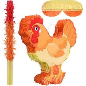 Seenelling Chicken Piñata 3D Chicken Birthday Decoration with a Blindfold and Bat for Kids Girls Boys Gift Holiday Piñata Party Baby Shower Supplies in Kuwait