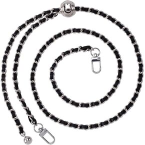 Joez Wonderful 1pc Gold Purse Chain Strap with Black Leather, 48in in Kuwait