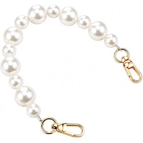 Pearl Purse Chain, 13.8 Inch Pearl Bag Charm Handbag Decoration Chain with Lobster Buckle Bag Extender Chains Purse Straps Replacement Beaded Strap for Handbags in Kuwait