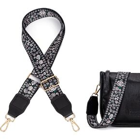 Purse Strap, 1.5" Cowhide Head Wide Shoulder Bag Strap Adjustable Replacement,Jacquard Embroidery Crossbody Bag Straps in Kuwait