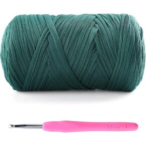2 Pack T-Shirt Yarn for Crochet - 800 g/260 yds Elastic Fabric T-Shirt Yarn with 1 Crochet Hook (2, Black) in Kuwait