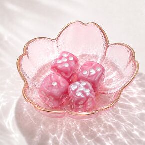 Mahjong Dice Dish with 4 Pink Swirl Mahjong Dice, Cherry Blossom Glass Tray in Kuwait