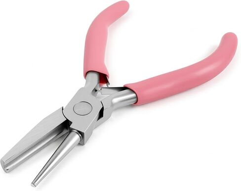 5 Inch Concave Round Nose Plier, Carbon Steel Jewelry Plier with Non-Slip Handle for Wire Looping Bending and DIY Jewelry Making, Pink in Saudi Arabia