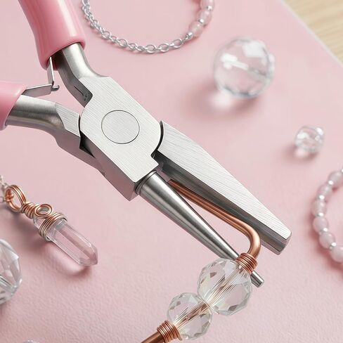 5 Inch Concave Round Nose Plier, Carbon Steel Jewelry Plier with Non-Slip Handle for Wire Looping Bending and DIY Jewelry Making, Pink in Saudi Arabia