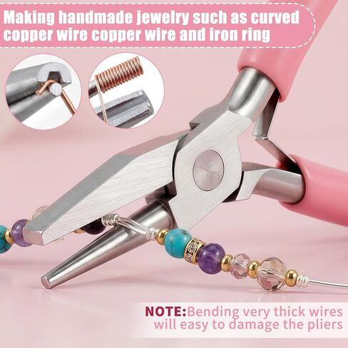 5 Inch Concave Round Nose Plier, Carbon Steel Jewelry Plier with Non-Slip Handle for Wire Looping Bending and DIY Jewelry Making, Pink in Saudi Arabia