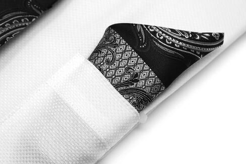 Men's Solid Square Pattern Regular Fit French Cuffs Dress Shirts with Tie Hanky Cufflinks Combo in Kuwait