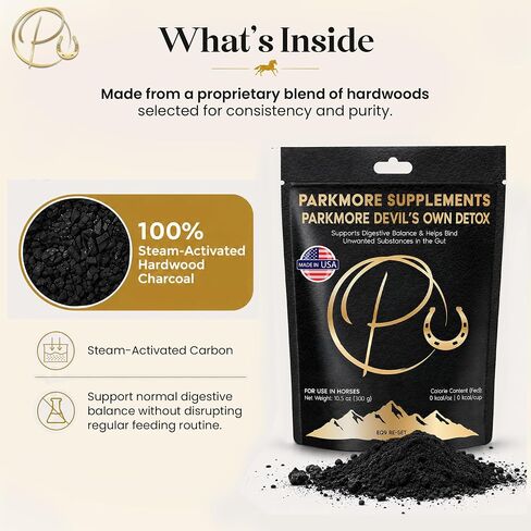 Parkmore Horse Detox & Gut Support Supplement with Steam-Activated Charcoal in Kuwait